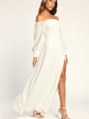 Lulus Feel The Romance White Off-the-shoulder Maxi Dress - Size XL